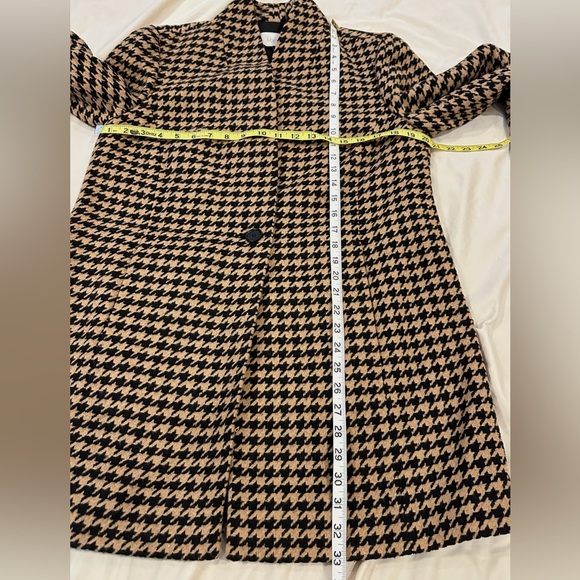 NWT Loft Tan And Black Houndstooth Medium Wrap Coat 32284584 Retail $180 - Picture 5 of 6